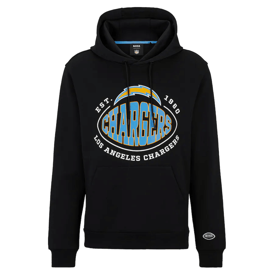 Men's Los Angeles Chargers Black BOSS X Touchback Pullover Hoodie